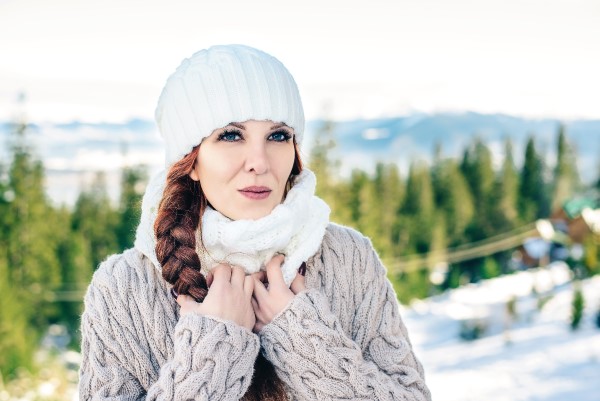 Woman with beautiful skin in winter